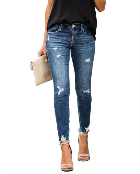 mid waist skinny vintage women jean distressed denim pants holes destroyed pencil casual trousers summer ripped, Blue
mid waist skinny vintage women jean distressed denim pants holes destroyed pencil casual trousers summer ripped, Blue