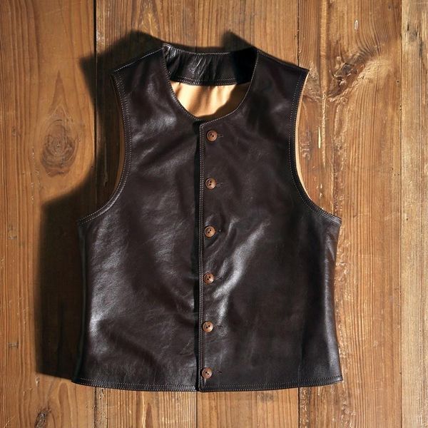 men's vests of the royal leather men vintage japanese unique breasted thin vest fitting neck without sleeves, Black;white
men's vests of the royal leather men vintage japanese unique breasted thin vest fitting neck without sleeves, Black;white