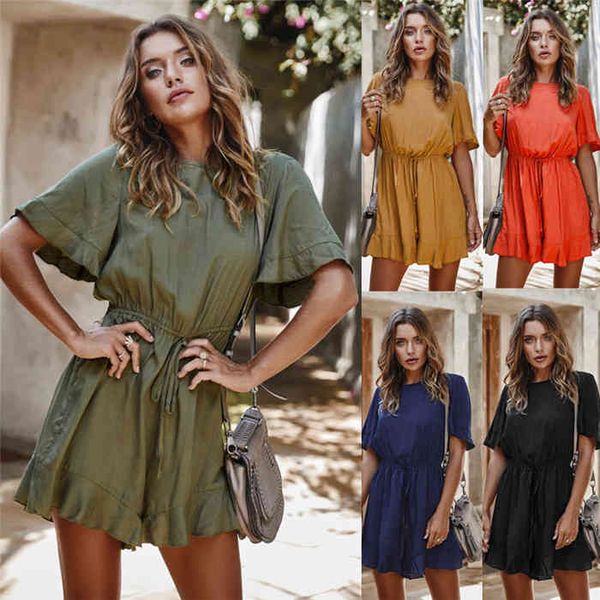 women solid color jumpsuit summer loose short sleeve crew neck waist down shorts jumpsuit famale fashion clothes, Black;white
women solid color jumpsuit summer loose short sleeve crew neck waist down shorts jumpsuit famale fashion clothes, Black;white