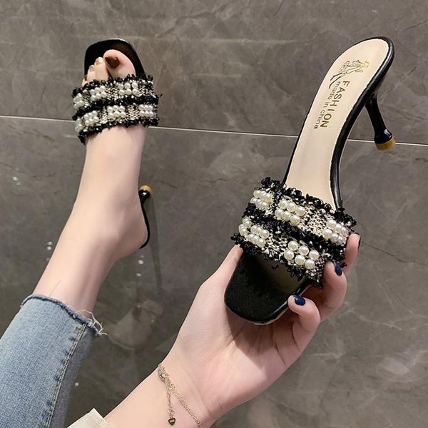 slippers women summer shoes thin heels luxury slides pantofle string bead med soft designer 2021 pu fashion rubber, Black
slippers women summer shoes thin heels luxury slides pantofle string bead med soft designer 2021 pu fashion rubber, Black