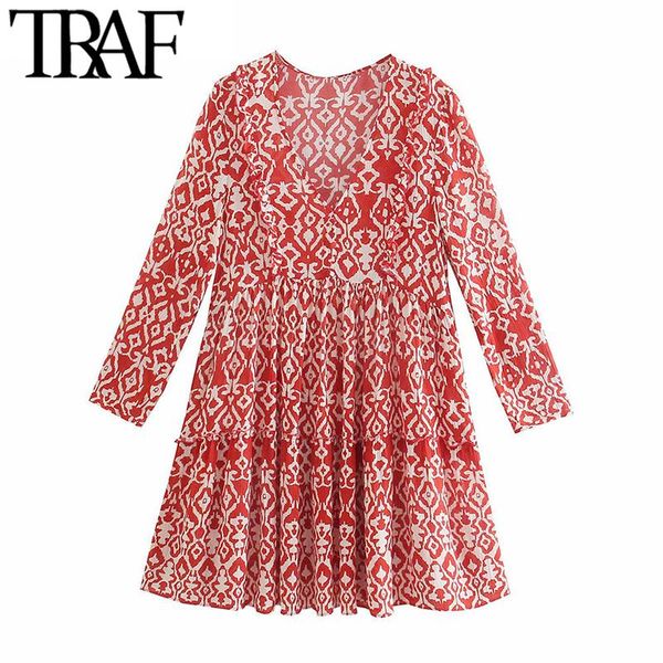 casual dresses traf women fashion with buttons ruffled printed mini dress vintage v neck three quarter sleeve female vestidos, Black;gray
casual dresses traf women fashion with buttons ruffled printed mini dress vintage v neck three quarter sleeve female vestidos, Black;gray