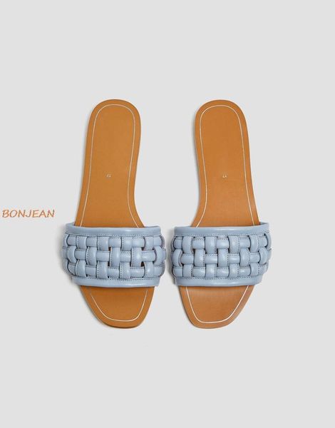 summer women's slippers flat with women square toe woven leather ladies shoes fashion peep, Black
summer women's slippers flat with women square toe woven leather ladies shoes fashion peep, Black
