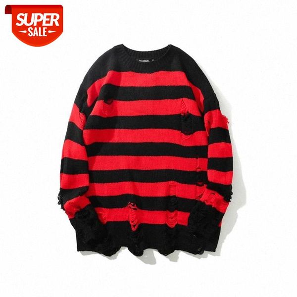 high street retro punk rock hombre red and black stripes sweater men loose hole tassel wool pull homme #x012, White;black
high street retro punk rock hombre red and black stripes sweater men loose hole tassel wool pull homme #x012, White;black