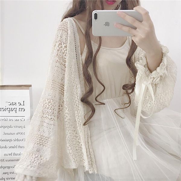 women's blouses & shirts blusas femininas 2021 summer women sweet floral hollow-out crochet lace cardigan blouse beach camisas mujer, White
women's blouses & shirts blusas femininas 2021 summer women sweet floral hollow-out crochet lace cardigan blouse beach camisas mujer, White