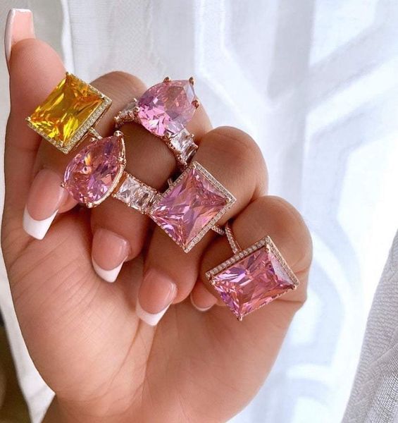 big pink pear shape accent stone rose gold pricess cut full cz band wedding engagment ring for women, Silver
big pink pear shape accent stone rose gold pricess cut full cz band wedding engagment ring for women, Silver