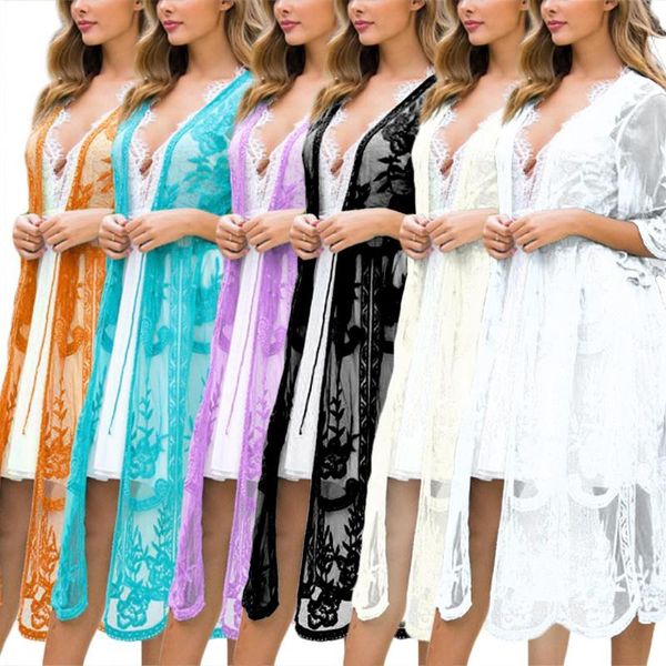 beach cover up women lace flower flare sleeve see through long cardigan bikini outer loose 2021 coat women's swimwear, White;black
beach cover up women lace flower flare sleeve see through long cardigan bikini outer loose 2021 coat women's swimwear, White;black