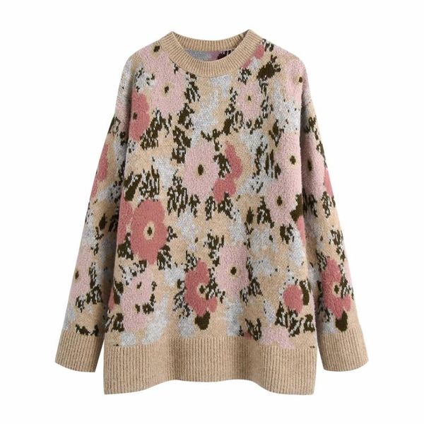 women's sweaters women vintage flower jacquard knitted sweater female long sleeve pullover casual lady loose sw1272, White;black
women's sweaters women vintage flower jacquard knitted sweater female long sleeve pullover casual lady loose sw1272, White;black