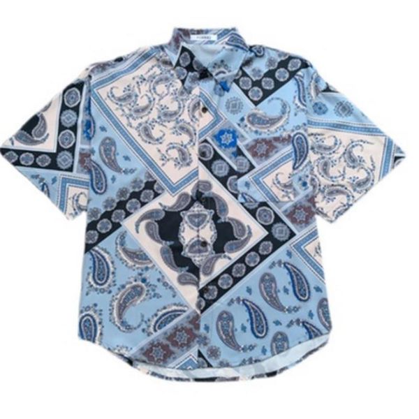 men's casual shirts camisas summer for men turn-down collar short sleeve geometric print retro clothing beach shirt button top, White;black
men's casual shirts camisas summer for men turn-down collar short sleeve geometric print retro clothing beach shirt button top, White;black