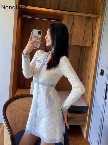 casual dresses elegant knitted dress women long sleeve button designer winter office mini sweater patchwork one piece korean 2021, Black;gray
casual dresses elegant knitted dress women long sleeve button designer winter office mini sweater patchwork one piece korean 2021, Black;gray