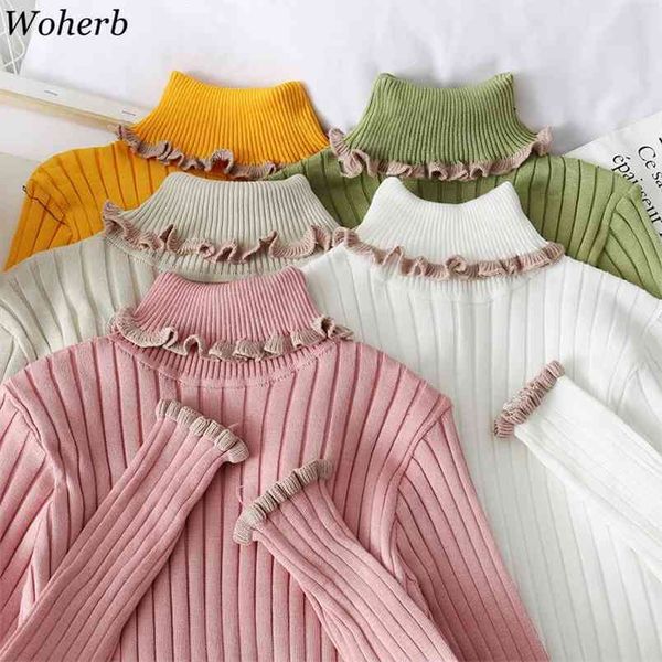 women pullover sweater ruffle turtleneck sweet pull femme autumn all-match casual knitted jumper 210519, White
women pullover sweater ruffle turtleneck sweet pull femme autumn all-match casual knitted jumper 210519, White