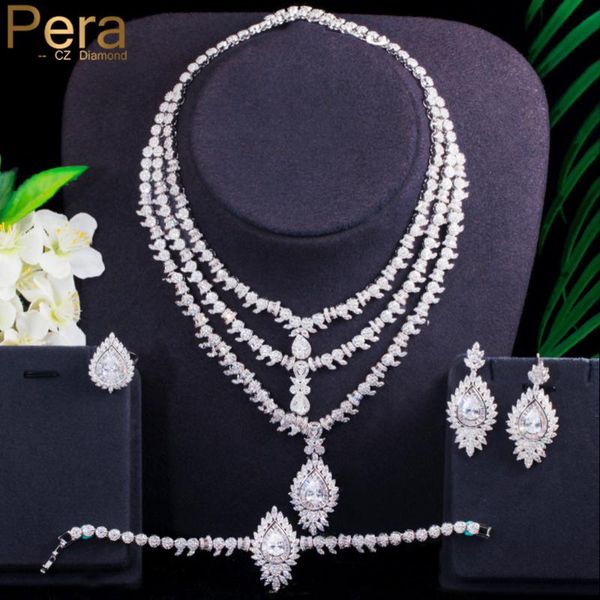 earrings & necklace pera gorgeous 4pcs multiple layers cubic zirconia water drop pendant wedding jewelry sets for bridesmaid j422, Silver
earrings & necklace pera gorgeous 4pcs multiple layers cubic zirconia water drop pendant wedding jewelry sets for bridesmaid j422, Silver