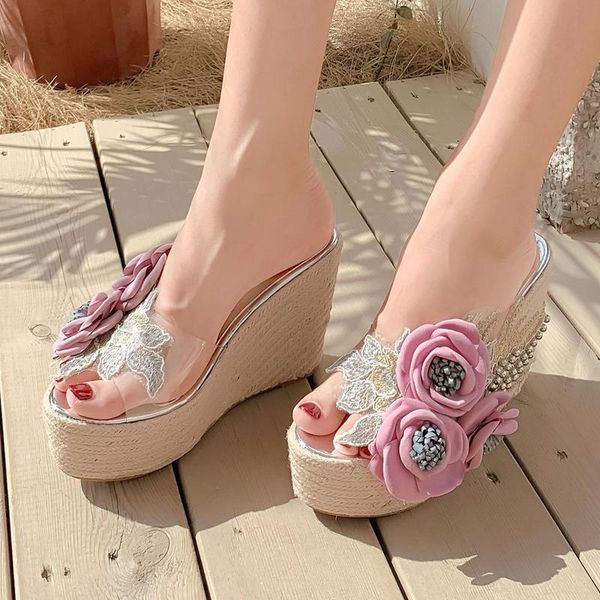 slippers camellia lace beaded ladies summer transparent linen woven wedges super high heel open toe beach sandals, Black
slippers camellia lace beaded ladies summer transparent linen woven wedges super high heel open toe beach sandals, Black