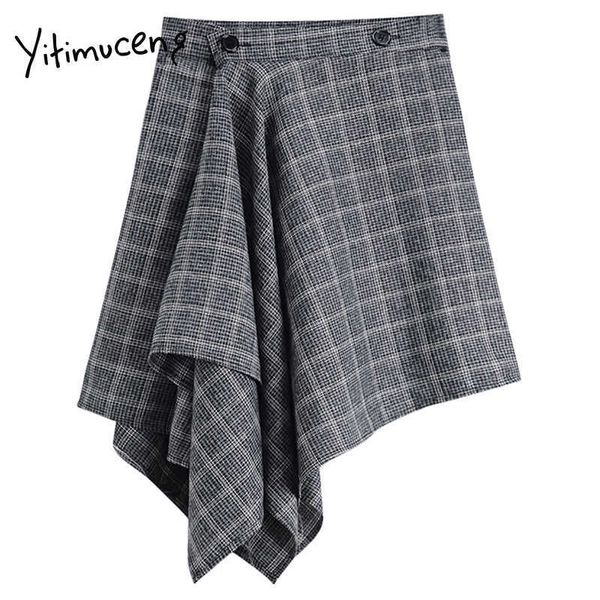 yitimuceng irregular plaid button skirt women high waist mini a-line solid summer office lady fashion skirts 210601, Black
yitimuceng irregular plaid button skirt women high waist mini a-line solid summer office lady fashion skirts 210601, Black