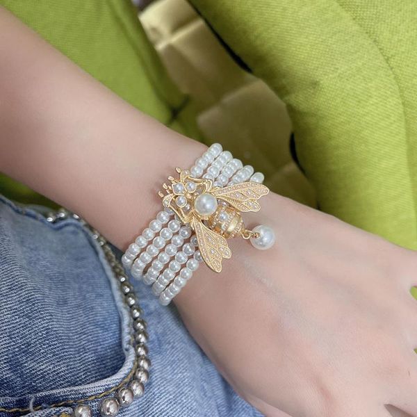 charm bracelets exaggerated pearl bee charms chain link golden ladies retro elegance fashion brand jewelry strand braided bracelet, Golden;silver
charm bracelets exaggerated pearl bee charms chain link golden ladies retro elegance fashion brand jewelry strand braided bracelet, Golden;silver