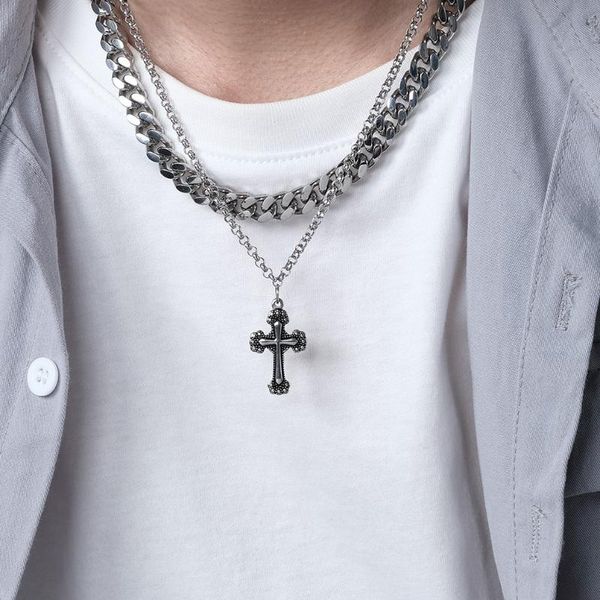 pendant necklaces man simple hip hop double stacked titanium steel cross necklace gothic style gift vintage korean stainless collares jewelr, Silver
pendant necklaces man simple hip hop double stacked titanium steel cross necklace gothic style gift vintage korean stainless collares jewelr, Silver