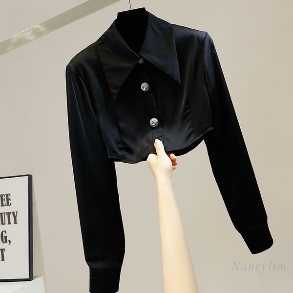 blouses fashion diamond single-breasted irregular short off navel shirt women long sleeve satin blouse slim fit lady white black
blouses fashion diamond single-breasted irregular short off navel shirt women long sleeve satin blouse slim fit lady white black