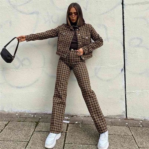 vintage houndstooth tracksuits women's stragiht pants and cropped jacket fashion y2k two piece set winter female outfits 210510, White
vintage houndstooth tracksuits women's stragiht pants and cropped jacket fashion y2k two piece set winter female outfits 210510, White