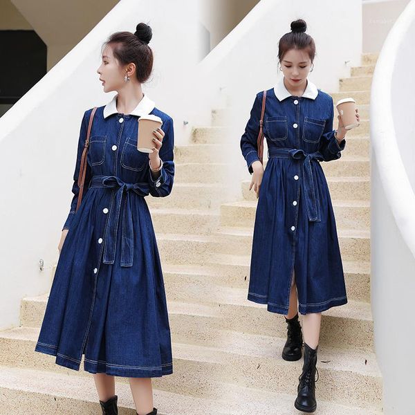 casual dresses blue denim dress long sleeve midi length party date robe femme autumn clothes white lapel single breasted fashion jean, Black;gray
casual dresses blue denim dress long sleeve midi length party date robe femme autumn clothes white lapel single breasted fashion jean, Black;gray