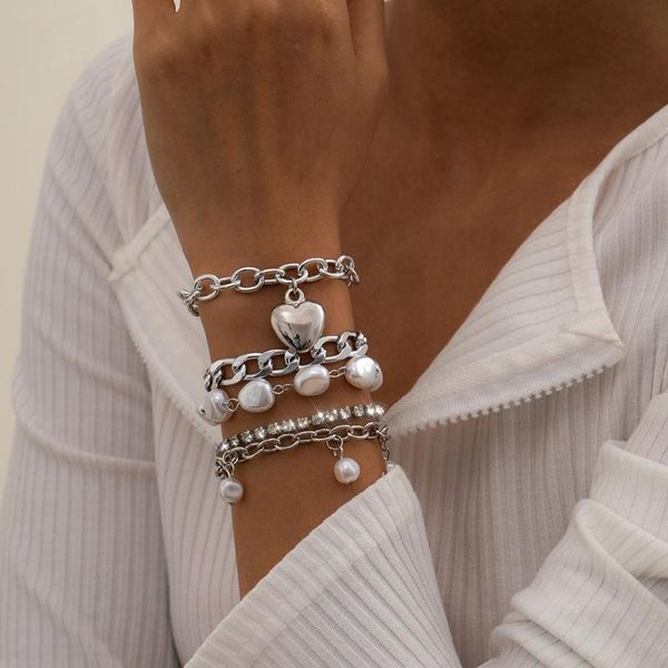 fashion imitation pearl heart pendant thick chain bracelets set for women charm vintage crystal bracelet bangle party jewelry link,, Black
fashion imitation pearl heart pendant thick chain bracelets set for women charm vintage crystal bracelet bangle party jewelry link,, Black