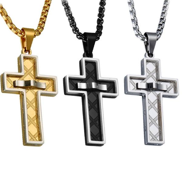pendant necklaces european and american temperament stainless steel pattern exaggerated cross domineering necklace, Silver
pendant necklaces european and american temperament stainless steel pattern exaggerated cross domineering necklace, Silver