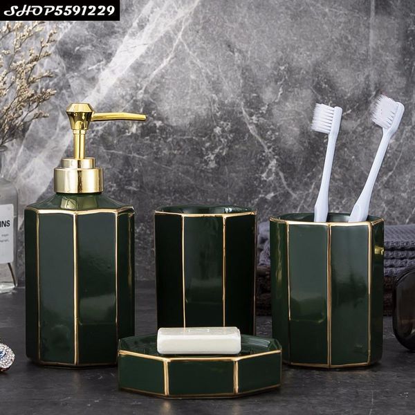 bath accessory set european-style luxury noble green bathroom four-piece ceramic wash lotion bottle couple cup
bath accessory set european-style luxury noble green bathroom four-piece ceramic wash lotion bottle couple cup