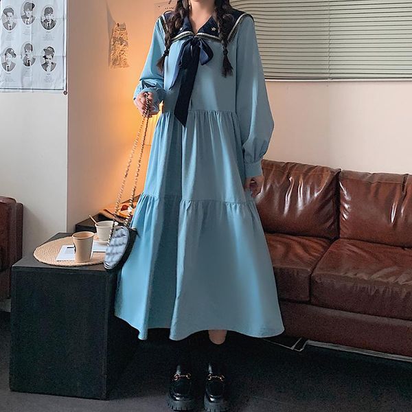casual dresses long sleeve women dress chiffon 2021 autumn vestidos loose sailor collar ladies robe plus size 4xl brand clothes, Black;gray
casual dresses long sleeve women dress chiffon 2021 autumn vestidos loose sailor collar ladies robe plus size 4xl brand clothes, Black;gray