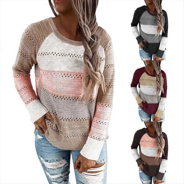 women autumn winter womens sweater long sleeve color block knitted hollow out clothing pull femme, White;black
women autumn winter womens sweater long sleeve color block knitted hollow out clothing pull femme, White;black