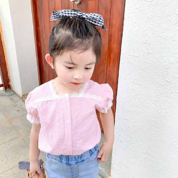 summer arrival korean style cotton plaid short sleeve matching lace princess casual shirt for cute sweet baby girls shirts, White;black
summer arrival korean style cotton plaid short sleeve matching lace princess casual shirt for cute sweet baby girls shirts, White;black