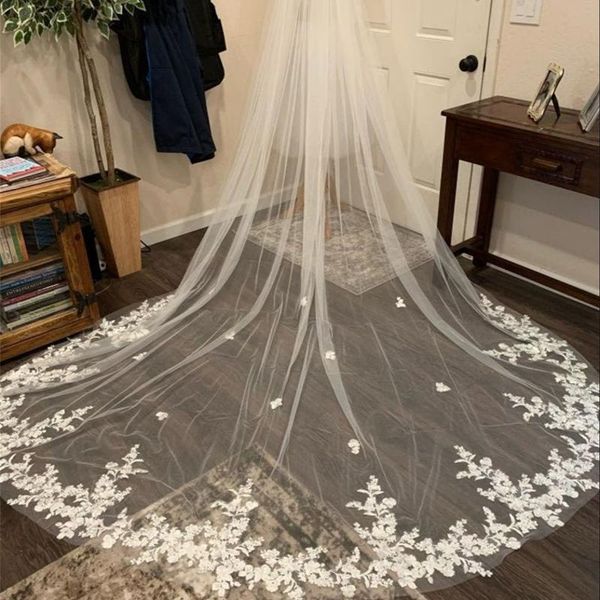 bridal veils stunning lace appliqued edge tulle 1 tier 3 meters wedding veil ivory white custom made accessories, Black
bridal veils stunning lace appliqued edge tulle 1 tier 3 meters wedding veil ivory white custom made accessories, Black