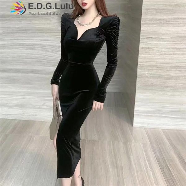 casual dresses edglulu women bodycon dress pure v neck puff sleeve party night elegant midi slit mujer black velvet 1108, Black;gray
casual dresses edglulu women bodycon dress pure v neck puff sleeve party night elegant midi slit mujer black velvet 1108, Black;gray