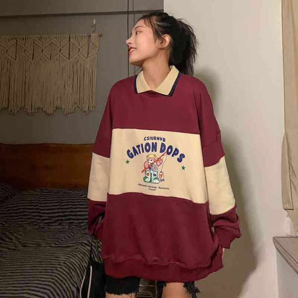 women hoodie essentials sweatshirts autumn casual vintage letter bear print striped patchwork polo collar oversized shirt pullover, Black
women hoodie essentials sweatshirts autumn casual vintage letter bear print striped patchwork polo collar oversized shirt pullover, Black