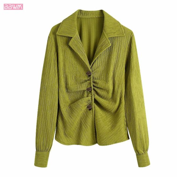 women lapel pleated long sleeves solid color jacket coat vintage fashion loose casual chic female women's jackets, Black;brown
women lapel pleated long sleeves solid color jacket coat vintage fashion loose casual chic female women's jackets, Black;brown