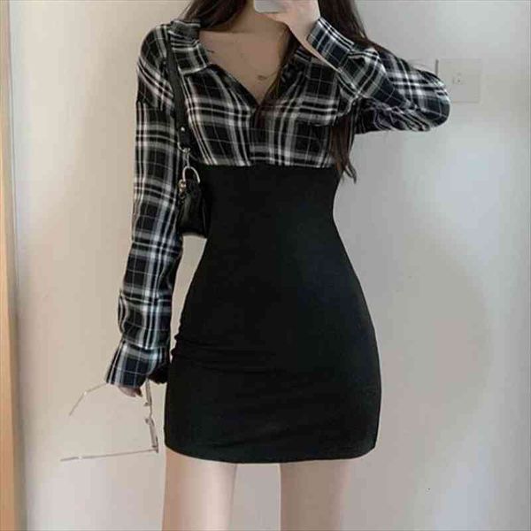 korean style plaid shirt womens dress kpop patchwork bodycon long sleeve staple mini wrap woman clothing, Black;gray
korean style plaid shirt womens dress kpop patchwork bodycon long sleeve staple mini wrap woman clothing, Black;gray