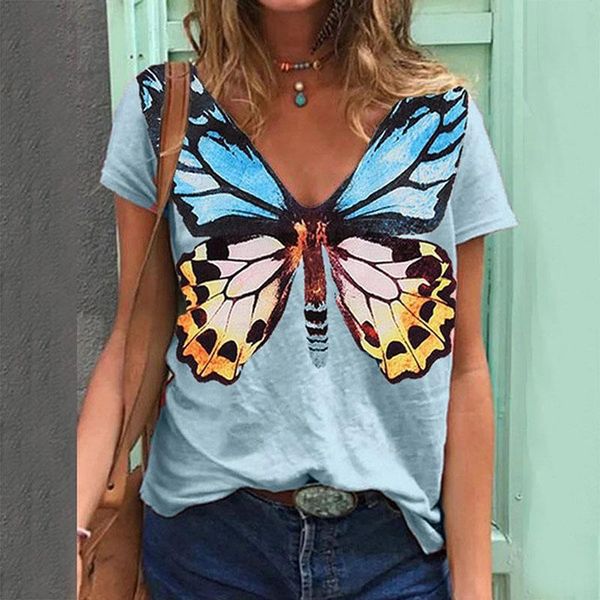 women butterfly printed t shirt summer short sleeve tee v neck loose pullover casual fashon female t-shirts streetwear women's t-shirt, White
women butterfly printed t shirt summer short sleeve tee v neck loose pullover casual fashon female t-shirts streetwear women's t-shirt, White