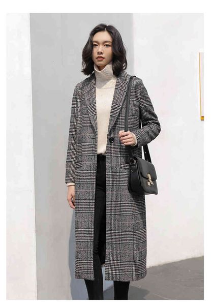 women's wool & blends spring autumn women plaid coat fashion long en female winter jackets outwear sa2f, Black
women's wool & blends spring autumn women plaid coat fashion long en female winter jackets outwear sa2f, Black