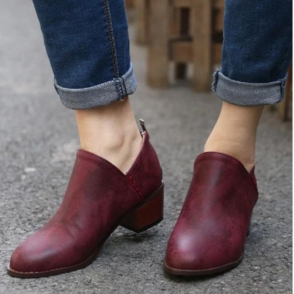 boots women platform autumn winter mid heels ladies ankle pu leather vintage female botines mujer, Black
boots women platform autumn winter mid heels ladies ankle pu leather vintage female botines mujer, Black