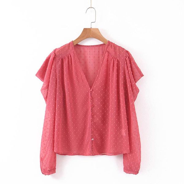 women's blouses & shirts women red dots chiffon blouse v neck long puff sleeve see through female casual solid blusas, White
women's blouses & shirts women red dots chiffon blouse v neck long puff sleeve see through female casual solid blusas, White
