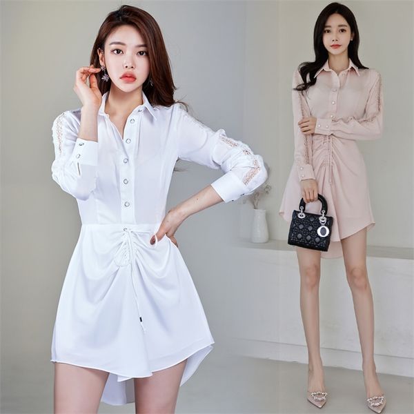 white shirt dress korean ladies summer long sleeve irregular office tight mini party for women clothing 210530, Black;gray
white shirt dress korean ladies summer long sleeve irregular office tight mini party for women clothing 210530, Black;gray