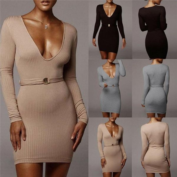 casual dresses fashion women winter warm deep v-neck knitted dress bodycon long sleeve short mini belt high waist party formal ol, Black;gray
casual dresses fashion women winter warm deep v-neck knitted dress bodycon long sleeve short mini belt high waist party formal ol, Black;gray