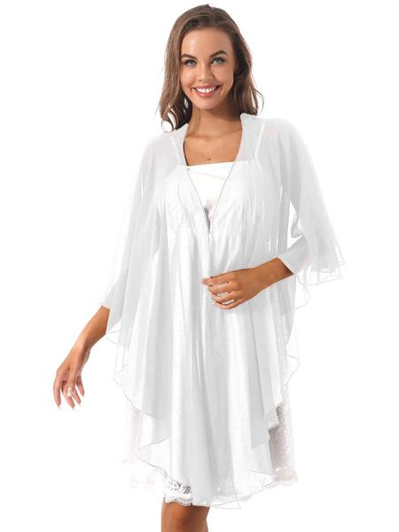 women's vests women 3/4 sleeve wedding bridal bolero shawl ladies elegant asymmetrical hem chiffon shrug evening cape, Black;white
women's vests women 3/4 sleeve wedding bridal bolero shawl ladies elegant asymmetrical hem chiffon shrug evening cape, Black;white