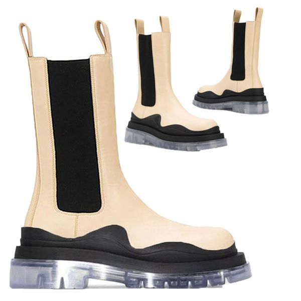 2021 Man Cream+Clear soles Bottega boot fashion luxury Tire Leather Chelsea booties Men platform chunky shoes lady Knight High-boots women designer boots 35--45, Customize
2021 Man Cream+Clear soles Bottega boot fashion luxury Tire Leather Chelsea booties Men platform chunky shoes lady Knight High-boots women designer boots 35--45, Customize