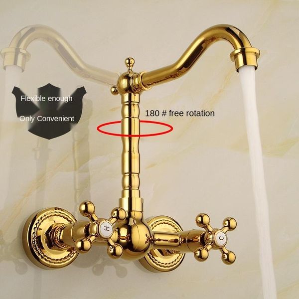 all-copper wall faucet european-style retro wholesale household golden and cold mixed bathroom sink faucets
all-copper wall faucet european-style retro wholesale household golden and cold mixed bathroom sink faucets