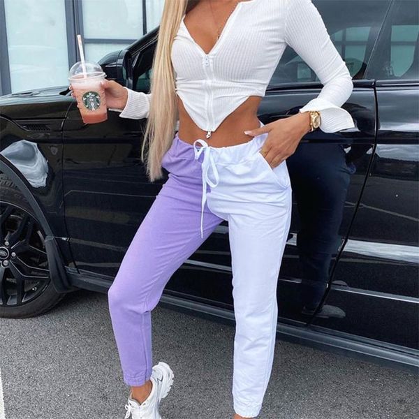 high waist patchwork sporty harem pants autumn winter women loose casual streetwear trousers contrast color sleeve women's & capris, Black;white
high waist patchwork sporty harem pants autumn winter women loose casual streetwear trousers contrast color sleeve women's & capris, Black;white