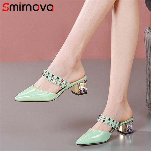 smirnova 2021 patent leather sandals women shoes pointed toe crystal square heel casual party ladies, Black
smirnova 2021 patent leather sandals women shoes pointed toe crystal square heel casual party ladies, Black