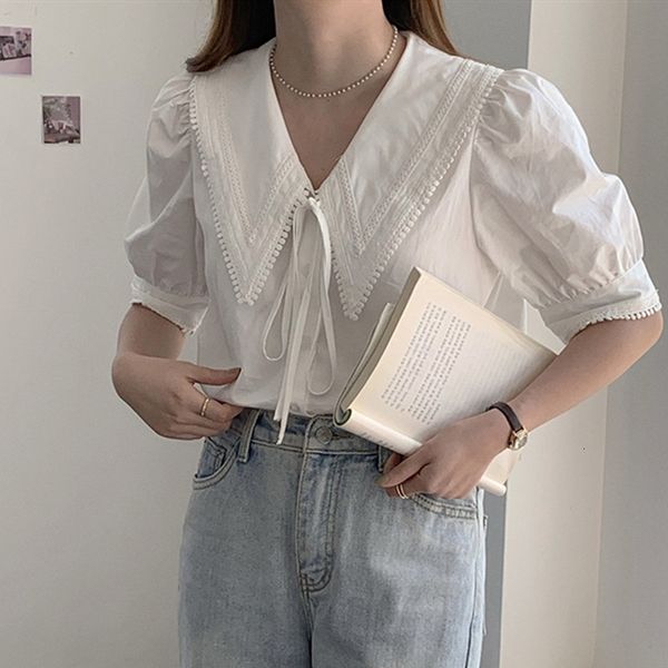 women's blouses & shirts vintage gentle solid color design spliced turn down collar short-sleeved ladies all-match casual lace jo8, White
women's blouses & shirts vintage gentle solid color design spliced turn down collar short-sleeved ladies all-match casual lace jo8, White