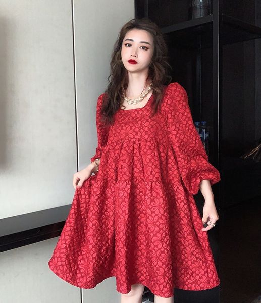 vintage chic lantern sleeve square collar women fashion spring summer jacquard bowknot solid knee-length dresses 210514, Black;gray
vintage chic lantern sleeve square collar women fashion spring summer jacquard bowknot solid knee-length dresses 210514, Black;gray