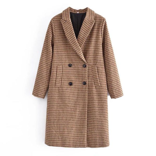 women's wool & blends blsqr plaid vintage chic coat women double breasted fashion straight outwear female streetwear casual jackets la, Black
women's wool & blends blsqr plaid vintage chic coat women double breasted fashion straight outwear female streetwear casual jackets la, Black