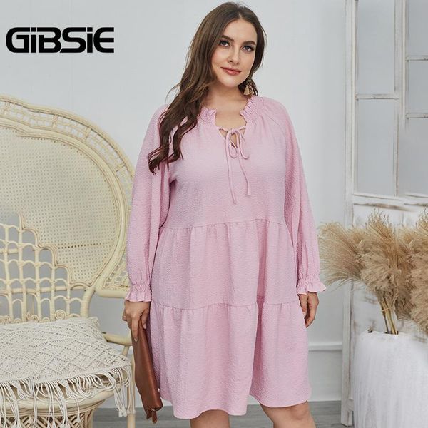 casual dresses gibsie plus size tie neck frill trim solid dress women spring elegant loose long sleeve female big mini, Black;gray
casual dresses gibsie plus size tie neck frill trim solid dress women spring elegant loose long sleeve female big mini, Black;gray
