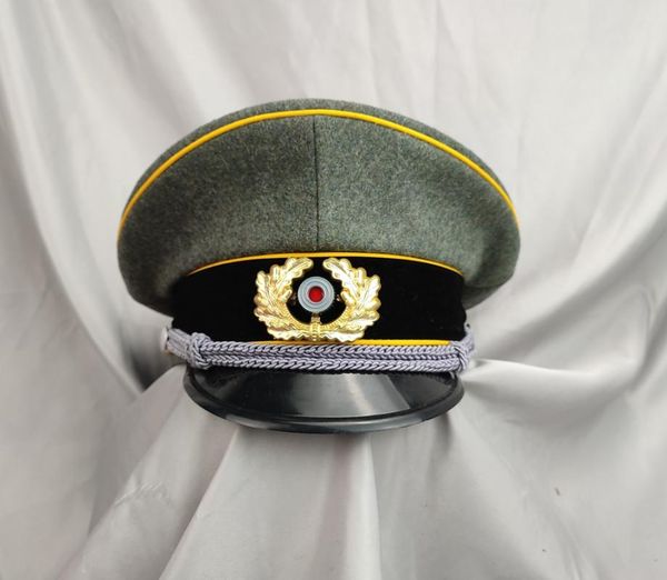 wide brim hats wwii german waffen elite marshal officer visor cap wool made military hat with two badge, Blue;gray
wide brim hats wwii german waffen elite marshal officer visor cap wool made military hat with two badge, Blue;gray
