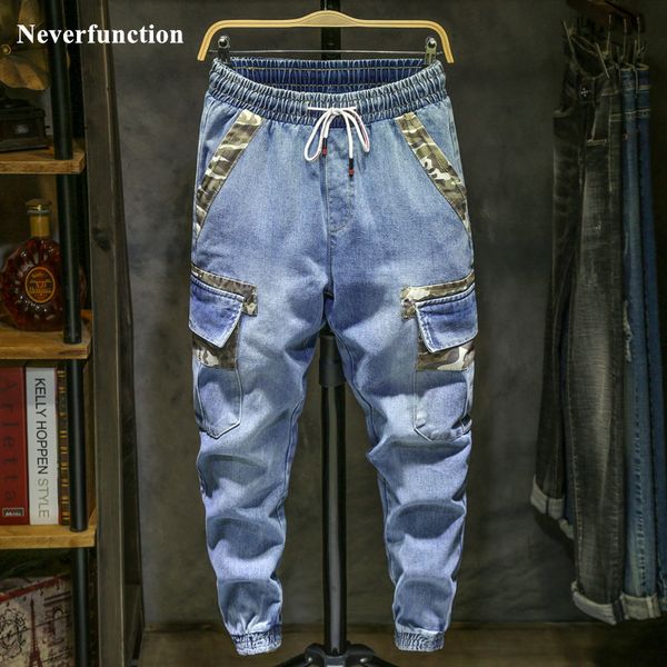 jeans camouflage patchwork elastic waist hip-hop streetwear men multi-pocket cotton joggers denim trousers, Blue
jeans camouflage patchwork elastic waist hip-hop streetwear men multi-pocket cotton joggers denim trousers, Blue